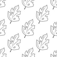 Monstera seamless doodle pattern. Flat vector illustration