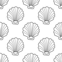 Seashell seamless pattern. Flat vector illustration