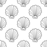 Seashell seamless pattern. Flat vector illustration