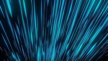 luce blu con aspetto luminoso come polvere di stelle o meteore e strisce che si muovono velocemente su sfondo scuro per il cyber spazio e il concetto di movimento iperspaziale. rendering 3D. video