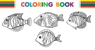 libro para colorear de peces de dibujos animados vector