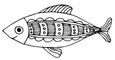 Cute coloring page for kids with fish vector