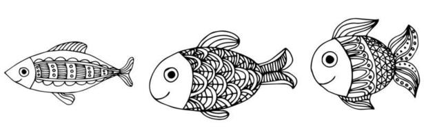 Cute coloring page for kids with fish vector