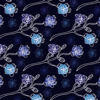Seamless of cherry blossom on blue background vector illustration. Sakura Japanese flower. Cute print floral pattern.