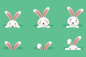 Cute easter bunny illustration collection vector