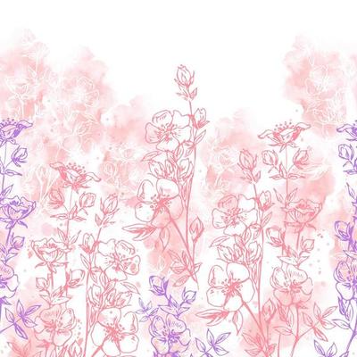 Illustration of Seamless Floral Pattern, Border.