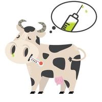 Sick cow Swine Flu a vaccination concept vector