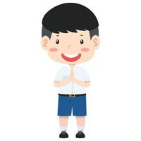 Cute thai  student boy on white background vector