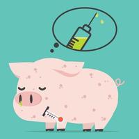 Sick Pig  Swine Flu a vaccination concept vector