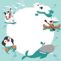 Cartoon arctic animals  with copy space vector