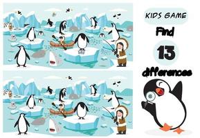 North pole Arctic  find differences game vector