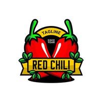 red chili logo vector, cafe and restaurant logo, farm