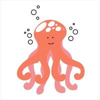 Cute smiling octopus hand drawn in doodle style. Vector illustration