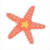 icono de verano de estrellas de mar dibujado a mano en estilo garabato. ilustración vectorial vector