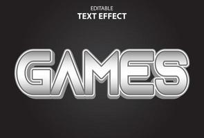 efecto de texto de juegos con color plateado editable. vector