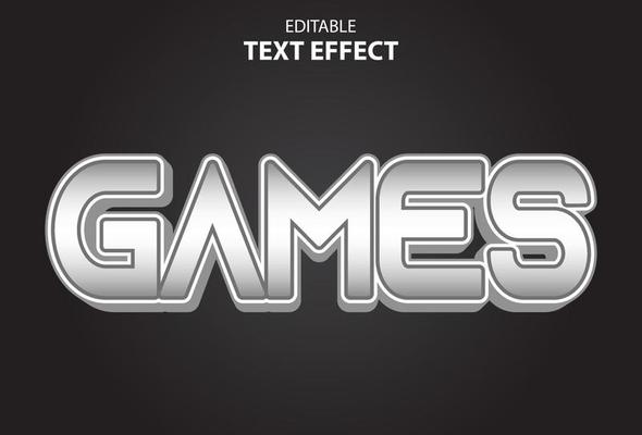 games text effect with silver color editable.