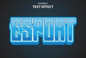 esport text effect with blue color editable. vector