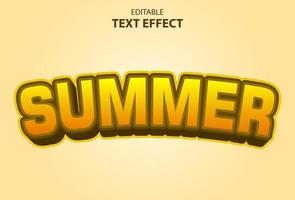 efecto de texto de verano con color amarillo editable. vector