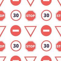 Seamless vector flat pattern with road traffic signs.