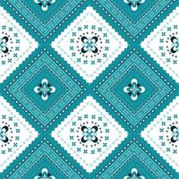 green and white ethnic pattern with geometric seamless square in for fabric pattern vector