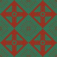 green and red ethnic pattern with geometric ethnic seamless square in for fabric pattern vector