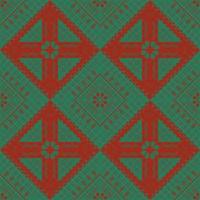 green and red ethnic pattern with geometric ethnic seamless square in for fabric pattern vector