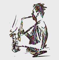 A jazz man saxophone player ink style vector