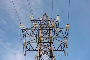 soporte de línea eléctrica con cables para transmisión de electricidad, industria energética, ahorro de energía foto