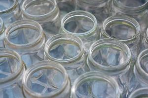 Sorting and collection of glass containers for recycling and reuse. photo