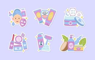 Beauty Skin Care Sticker Set vector