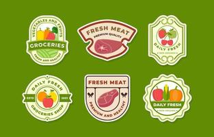 Groceries Shop Logo Set Template vector