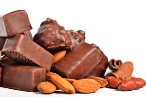 Chocolate candy with peanuts and almonds photo