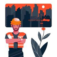 trabajador de la construcción con ilustración de fondo vector