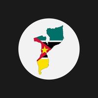 Mozambique mapa silueta con bandera sobre fondo blanco. vector