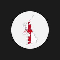 Inglaterra mapa silueta con bandera sobre fondo blanco. vector