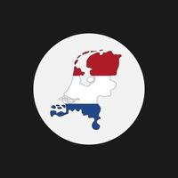 Netherlands map silhouette with flag on white background vector