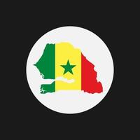 Silueta de mapa de Senegal con bandera sobre fondo blanco. vector