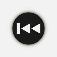 Black rewind button, flat design style. vector