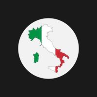 Italia mapa silueta con bandera sobre fondo blanco. vector