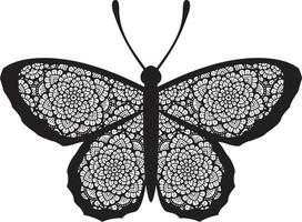 Mandala butterfly black and white. Vector illustration. Boho design.