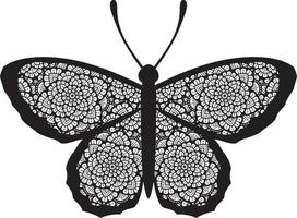 Mandala butterfly black and white. Vector illustration. Boho design.