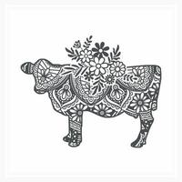 mandala de vaca con flor, ilustración vectorial. vector