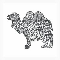 mandala de camello con flor, ilustración vectorial. vector