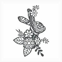 Bunny Mandala with Flower. Vector, Line Art vector