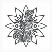 YOGA Mandala with Flower. Vector, Line Art vector