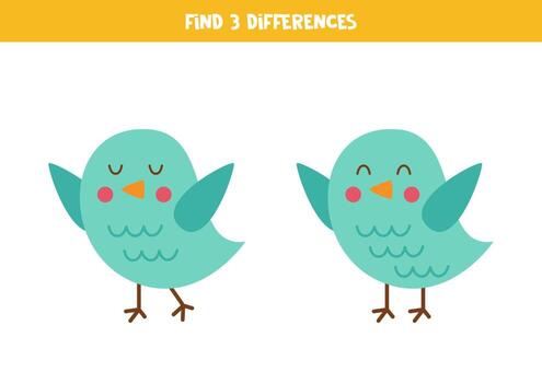 Find three differences between two birds. vector