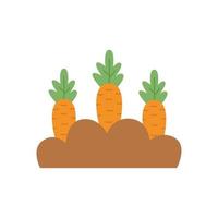 Vector illustration of carrot bed isolated on white background.