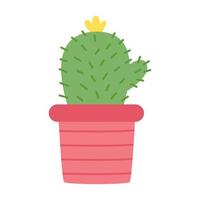 Vector illustration of cactus on pot isolated on white background.