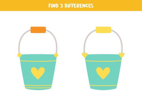 Find three differences between two buckets. vector