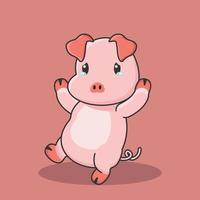 cerdo granja rosa dibujos animados personaje lindo icono dibujo mascota plano vector halal animal lechón cerdito icono arte